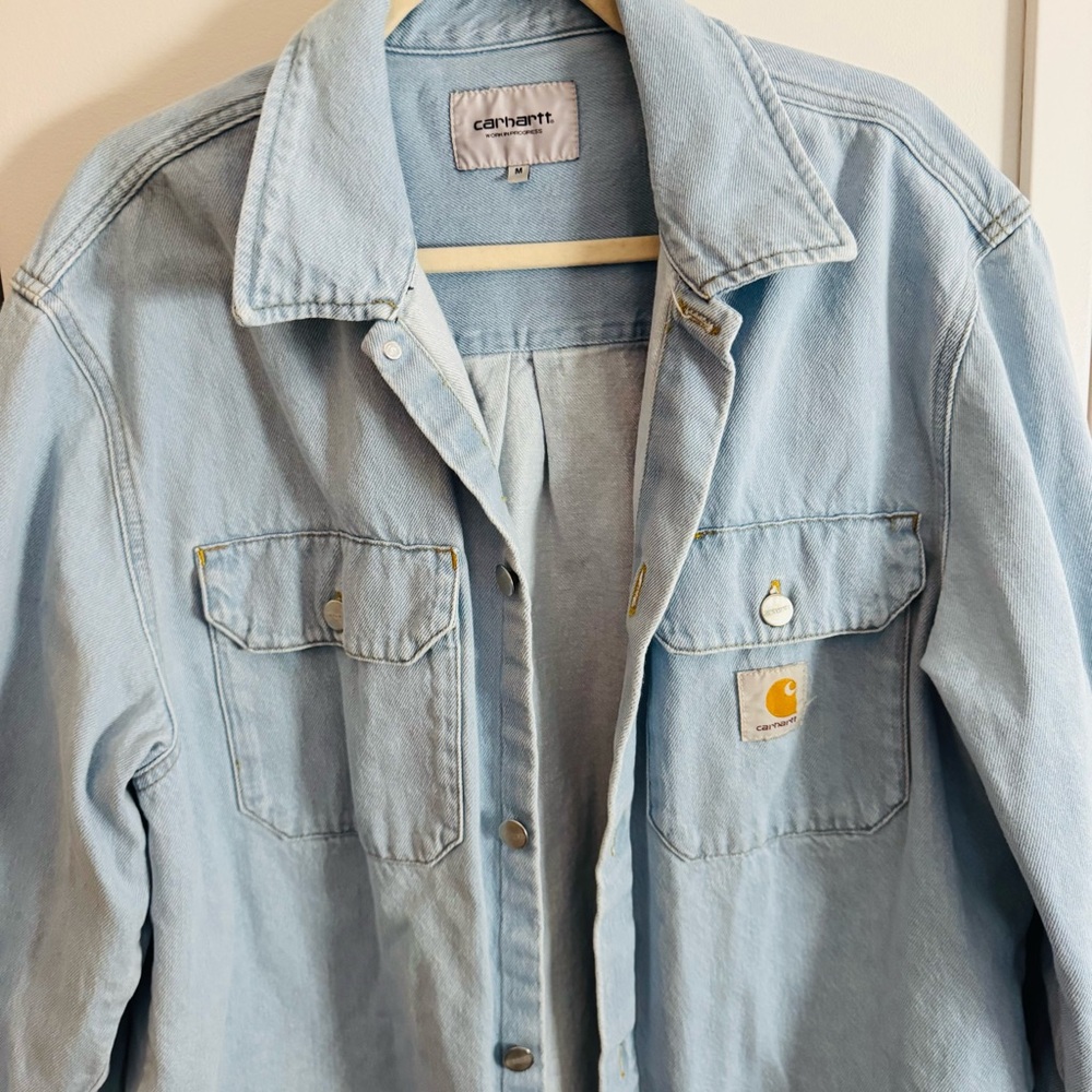 Carhartt Work In Progress Blue Harvey Denim Button Down Shacket - Picture 3 of 7